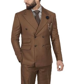 Men's Two Piece Wide Lapel Brown Suit
Make a statement with this double-breasted brown suit for men, featuring wide lapels that elevates the overall look. Made with precision and care, this two-piece suit is ideal for formal occasions or dressy events where you want to stand out. Its brown color gives a rich look to the overall appearance. The polyester lining makes it feel comfy and breathable. Shop this premium suit before it stocks out. Brown Notch Lapel Blazer With Double-breasted Button, Brown Double-breasted Blazer With Notch Lapel, Formal Brown Blazer With Double Button Closure, Luxury Brown Double-breasted Blazer, Brown Double-breasted Blazer For Business, Semi-formal Brown Double-breasted Blazer, Brown Double Breasted Suit With Lapel Collar For Office, Brown Tailored Double Breasted Suit With Lapel Collar, Tailored Brown Three-piece Suit For Formal Occasions