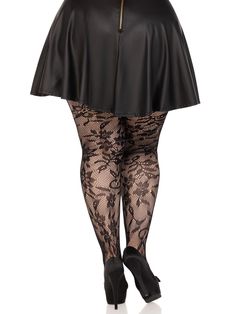 Add a little romance to your wardrobe with the Chantilly floral lace plus size tights by Leg Avenue. The intricate woven floral design on classic fishnets for a flirty hosiery look that takes you from day to night looks seamlessly. Package includes: 1 PC High quality hosiery fabric for long lasting wear Breathable fishnet Ultra-soft and stretchy Romantic floral lace design Reinforced toe for comfortable wear No-pinch waistband Hand wash cold, Do not bleach, Drip dry Final sale Plus Size Tights, Lace Tights, Plus Size Lace, Party Kleidung, Leg Avenue, Black Pantyhose, Drip Dry, Size 16 Dresses, Night Looks