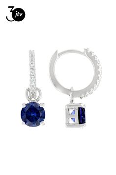 1.90ctw Round Lab Created Blue Sapphire With 0.12ctw Round Lab Created White Sapphire Rhodium Over Sterling Silver Earrings. Measures Approximately 0.74"W x 0.23"L. Hinge with Notch Post Backings. Round Lab-created Sapphire Jewelry With Channel Set, Round Channel Set Lab-created Sapphire Jewelry, Blue Sterling Silver Earrings With Pave Setting, Blue Cubic Zirconia Earrings With Pave Setting, White Sapphire, Sterling Silver Earrings, Blue Sapphire, Silver Earrings, Sapphire