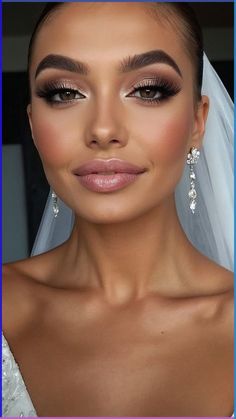 a woman in a wedding dress with makeup on her face and veil over her head