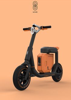 an electric scooter with a box on the front wheel and two wheels attached to it