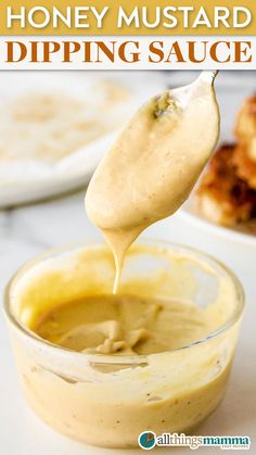 A glass bowl of smooth honey mustard dipping sauce with a spoon lifting a drizzle, showcasing its creamy texture and rich color. Frito Casserole, Cashew Butter Recipe, Dipping Sauces For Chicken, Mustard Dip, Three Ingredient Recipes, Honey Mustard Dipping Sauce, Mustard Dipping Sauce, Mayo Sauce, Homemade French Fries