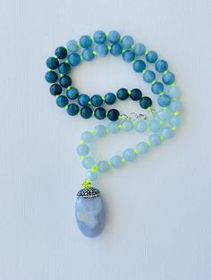 I love to use my voice and express myself. I speak my truth freely. I am honest about who I am. My throat chakra is balanced. This purchase includes: Gemstone Mala, baggie, card including using your mala, intention setting and properties. GEMSTONES Apatite: The stone is worn as a reminder for courage and confidence in pursuing one's goals. The stone has many layers of depth, with stunning shades of blue and grey. It is meant to inspire the wearer to live their truth. It is powerful for those on Adjustable Spiritual Mala, White Spiritual Mala With 8mm Beads, Blue Spiritual Mala With 8mm Beads, Blue 8mm Beads Spiritual Mala, Adjustable Agate Hand-strung Mala, Intention Setting, Authentic Self, Throat Chakra, Mala Necklace