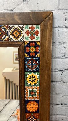 Mosaic Wall Art Mirror, Mosaic and Wood Mirror, Mexican Ceramic Tile, Living Room Decor, Decorative Mirror, Rustic Decor, Housewarming Gift - Etsy Tile Living Room Decor, Ceramic Tile Living Room, Mexican Mosaic, Tile Mosaic Wall, Tile Living Room, Wall Art Mirror, Teal Home Decor, White Ceramic Tiles, Wooden Mirror Frame