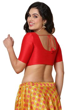 Product Features: Color: Red Fabric: Mulbury Silk Pattern: Solid Sleeves: Short Sleeves Neckline: Round Neck Clouser Type: Front-Open Wash Care: First wash dry clean only Occasion: Partywear, Weddingwear Product Type: Blouse Disclaimer: There will be slight difference in digital to actual image Fitted Short Sleeve Choli, Red Padded Blouse Piece For Summer, Red Padded Blouse For Summer, Red Blouse For Summer Parties, Fitted Red Blouse Piece For Festivals, Red Party Blouse For Summer, Fitted Tops For Festivals, Fitted Red Top For Festive Season, Red Summer Party Blouse