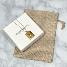 Initial Dog Tag Pendant Necklace-House of Charlotte Boutique Dog Tag Pendant, Length Necklace, New Dog, Square Pendant, Initial Pendant, Layered Necklace, Dog Tag, Necklace Gold, Layered Necklaces