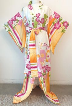 Kimono Robe Cotton Loungewear Spring Blossoms - Etsy Spring Long Robe For Home, Long Spring Robe For Home, Vintage Spring Robe For Home, Vintage Long Kimono For Vacation, Pink Kimono For Home Use In Spring, Pink Spring Kimono For Home, Pink Kimono For Home During Spring, Multicolor Spring Robe For Loungewear, Spring Multicolor Robe For Loungewear