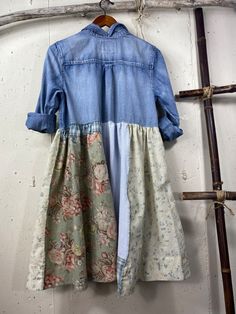 Jean Overall Dress, Craft Clothes, Shabby Chic Colors, Clothes Upcycle, Denim Clothes, Duster Dress