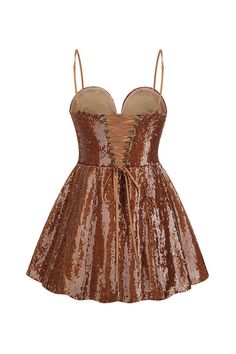 Description: Bid farewell to ordinary with vintage sequin dresses from our Rosedress boutique this season! This chocolate brown mini dress takes the spotlight with its dazzling sequin embellishments, perfect for women who want to make a statement. The sweetheart neckline, adorned with bold rosette appliques, adds a unique flair to this already mesmerizing outfit. The delicate spaghetti straps and fit-and-flare silhouette offer a flattering and feminine shape, while the high-waisted design ensure Mini Dress Sparkly, Brown Mini Dress, Party Mini Dress, Sequin Party, Sequin Dresses, Mini Dresses Online, Sequin Party Dress, Short Prom Dress, Summer Party Dress