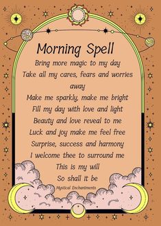 Morning Spell Ritual, Morning Spells Wicca, Spell For Good Energy, Witchcraft Morning Ritual, Good Day Spell, Good Vibes Spell, Spell For A Good Day, Simple Attraction Spell, Dream Satchel Spell