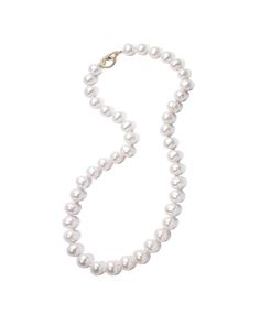 Affinity White Pearl Necklace - Coomi Luxury White Gold Single Strand Pearl Necklace, Luxury White Gold Round Pearl Necklace, Luxury Vintage White Beaded Necklace, Classic Jewelry With Gold Clasp For Gift, Elegant Round Necklace With Gold Clasp, Elegant Necklace With Gold Clasp, Classic Round Pearl Necklace With 17 Jewels, Timeless Pearl White Round Beaded Jewelry, Timeless Pearl White Round Bead Jewelry