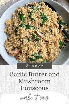 an image of garlic butter and mushroom couscous