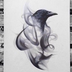 Raven Tattoo Minimalist, Rogue Tattoo, Unique Tattoos With Meaning, Fractal Tattoo, Colored Tattoos, Raven Artwork