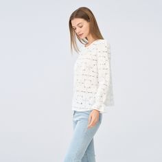 Embrace your inner feminine energy in this romantic Long Sleeve Embroidered Floral Eyelet Blouse Shirt from Cupshe. Featuring allover floral eyelet embroidery, a round neckline, and long trumpet sleeves with flounce cuffs, this top is the perfect choice for staying cozy and chic during the season. Embrace the comfort and elegance effortlessly! *Recommend to size up. Product Code: CAA04D2F027CC/CAA04D2F027AA/CAA04D2F027GG,CAA04D2F027SS White Cotton Crochet Top For Spring, Feminine Floral Embroidery Tops For Daywear, Casual Embroidered Top For Spring, Fitted Spring Tops With Chikankari Embroidery, Casual Blouse With Broderie Anglaise In Relaxed Fit, Long Sleeve Embroidered Top For Spring Daywear, White Lace Trim Top For Spring, Elegant Long Sleeve Embroidered Top For Spring, Spring Cotton Crochet Top For Daywear