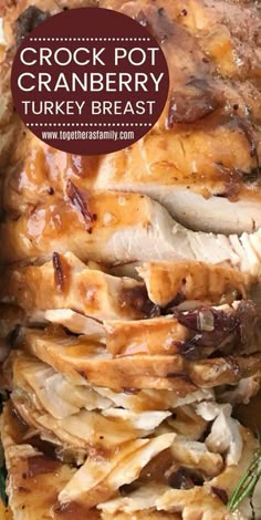 crock pot cranberry turkey breast recipe on a plate