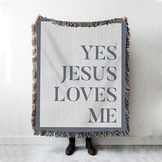 Yes Jesus Loves Me Woven Throw Blanket Decor - Christian Woven Throw Blanket Decor Christian Blanket, Yes Jesus Loves Me, Blanket Decor, Korean Clothes, Boutique Ideas, Woven Throw Blanket, Woven Throw, A Craft, Jesus Loves Me