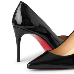 Patent black leather pumps from Christian Louboutin. The Kate has a 85mm heel and a pointed toe. Sleek Heels With Red Sole And Almond Toe, Chic Court Shoes With Red Sole And Medium Width, High Heels With Red Sole For Work, Sleek Almond Toe Court Shoes With Red Sole, Patent Leather Heels With Red Sole And Pointed Toe, Red Sole Pointed Toe Court Shoes For Work, Pointed Toe Court Shoes With Red Sole For Work, Sleek Pointed Toe Court Shoes With Red Sole, Sleek Court Shoes With Red Sole And Pointed Toe