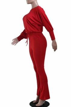 Off Shoulder Batwing Sleeve Drawstring Waist Flared Leg Jumpsuit Make Your Outfit, Batwing Sleeve, Two Piece Sets, Bat Wings, Mix N Match, Your Outfit, Drawstring Waist, Fashion Clothes, Polyester Material