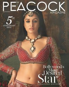 the cover of peacock magazine features an image of a woman in a red outfit and jewelry