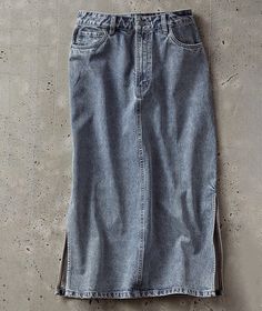 New Women's Clothes | Carbon2Cobalt Dark Wash Denim Skirt With Frayed Hem, Dark Wash Long Denim Skirt With Frayed Hem, Long Denim Skirt With Frayed Hem, Relaxed Fit Cotton Denim Long Skirt, Medium Wash Relaxed Fit Cotton Skirt, Relaxed Fit Straight Leg Denim Skirt For Fall, Non-stretch High Rise Cotton Denim Skirt, Cotton Long Denim Skirt Relaxed Fit, Non-stretch High-rise Cotton Denim Skirt