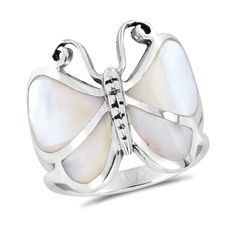 PRICES MAY VARY. Material: Sterling Silver | Trademark: Stamped 925 Stone: Mother of Pearl | Color: White | Finish: Shiny, Polished | Style: Trendy, Symbol, Animal, Butterfly Butterfly Measurements: 21 mm (0.83 in) wide x 21 mm (0.83 in) long | Weight: 6 grams (weighted average for ring sizes 6 through 11) Sterling Silver is a composition of 92.5% pure silver and 7.5% copper. Exposure to any chemical and having high body acidity can cause the green or oxidized effect reaction. Keep your skin dry Ring With Pearl, Animal Butterfly, Ladies Silver Rings, Pearl Butterfly, Butterfly Motif, Spring Bracelet, Butterfly Butterfly, Polished Style, Women's Rings