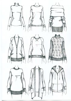 the different types of sweaters are shown in this drawing