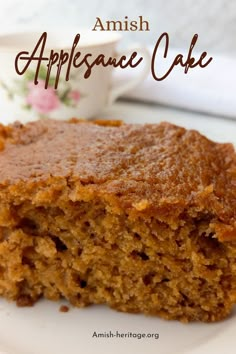 Slice of applesauce cake Homemade Applesauce Cake Recipes, Easy Apple Sauce Cake, Cake Using Applesauce, Dessert Using Applesauce, Amish Applesauce Cake, Applesauce Cake Recipe Old Fashioned, Apple Spice Cake Using Box Cake And Applesauce, Joy Of Baking Recipes, Cake Mix Applesauce Cake