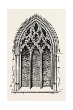 an old drawing of a gothic window