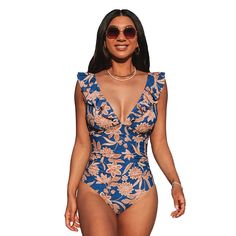 Look and feel great at the pool or beach in this Women's CUPSHE Floral Tummy Control Ruffled One-Piece Swimsuit.Click on this WOMEN'S GUIDE to find the perfect fit and more! Look and feel great at the pool or beach in this Women's CUPSHE Floral Tummy Control Ruffled One-Piece Swimsuit.Click on this WOMEN'S GUIDE to find the perfect fit and more! FEATURES Plunge V-neck Ruffled neckline Moderate coverage Removable cups Tummy control Back tie closure Lined gussetFABRIC & CARE Nylon, spandex Lining: Bathing Suits For Big Busted Women, Bathing Suits For Curvy Women, Swimsuit For Big Tummy, Big Stomach, Underwire Swimsuit, Cupshe Swimsuits, Ruffled Neckline, Plus Size Swimsuits, Women's Cover Up