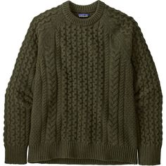 Patagonia's Recycled Wool-Blend Cable Knit Crewneck Sweater helps us combat cold temps season after season. Wool fibers give us that reliable wet-weather warmth, while nylon fibers increase durability for greater longevity. And built completely with recycled materials, this sweater keeps our carbon footprint from expanding. Families Aesthetic, Huginn And Muninn, Wardrobe Building, Design Outfit, Olive Green Sweater, Wool Clothing, Cool Weather, Men Fits, Knit Crewneck