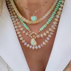 CHRYSOPRASE NECKLACE - MINA – POSHMIRA Neckmess Ideas, Chrysoprase Necklace, Necklace Combo, Beaded Jewlery, Witchy Jewelry, Stone Beaded Necklace, Jewelry Lookbook, Jewelry Inspo, Accessories Unique