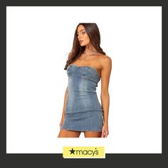 in stock Trendy Denim Dress For Date Night, Trendy Denim Dress For Night Out, Trendy Blue Denim Dress For Date Night, Knee-length Denim Dress For Summer Nights, Knee-length Denim Mini Dress For Date Night, Knee-length Denim Dress For Night Out In Summer, Denim Mini Dress For Date Night, Denim Blue Mini Dress For Day Out, Summer Knee-length Denim Dress For Night Out