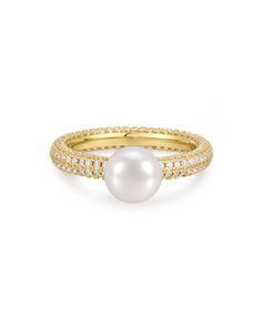 Pave amalfi ring featuring a center round freshwater pearl Ring is 3.2mm Ring is 2.6g Made from Brass with CZ Stones and Freshwater pearls Plated Gold or Silver Available in US ring size 5, 6, 7, 8 100% nickel-free and cadmium-free 1 year warranty Packaged in Luv Aj branded gift boxes Gold Ring Pearl, Pearl Ring Designs Unique, Lv Ring, Pearl Ring Design, Crystal Drinkware, Fine Studs, Personalised Jewellery Necklaces, Luv Aj, Freshwater Pearl Ring