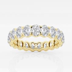 3 ctw Oval Lab Grown Diamond Eternity Band 14K Yellow Gold, FG, SI1 Expensive Party, Style Theory, Eternity Ring Gold, Diamond Eternity Band, Pearl And Diamond Earrings, Halo Earrings, Halo Pendant, Wedding Fun, Our Engagement