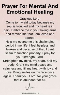 prayer for mental and emotional healing