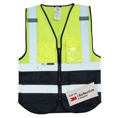 reflective safety vest with 3m label on the front and back, yellow / black