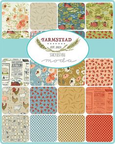 an assortment of farmyard fabrics in various colors