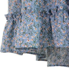 Light Blue Floral Print A-line Mini Skrit