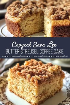 two pieces of coffee cake sitting on top of a plate