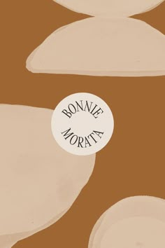 a brown and white background with the words bonnie mortara on it's side