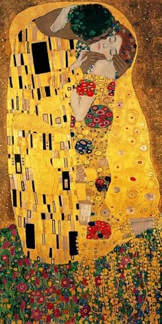 the kiss by klimt painting print on wrapped canvas for wall art decoration or home decor