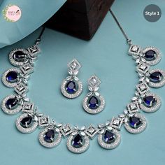 Blue Hand Set Jewelry Sets For Wedding, Hand Set Blue Jewelry Sets For Wedding, Blue Hand Set Jewelry For Wedding, Wedding Blue Hand Set Jewelry Sets, Blue Diamond Jewelry Sets For Wedding, Sapphire Jewelry Sets For Wedding, Blue Round Jewelry Sets For Wedding, Blue Hand Set Bridal Necklace For Wedding, Sapphire Diamond Necklaces For Weddings