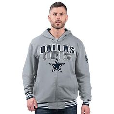 Officially Licensed NFL Cowboys Commemorative Reversible Hooded Jacket  Keep your team spirit alive during the colder months by rocking this Officially Licensed NFL Cowboys by Carl Banks Commemorative Reversible Hooded Jacket. One side has the Primary team color with secondary team color arm inserts. Embroidered commemorative championship applique left chest. Super Bowl championship appliques left sleeve. full back commemorative championship Embroidered applique with team logo. The other side ha Sports Fan Hoodie With Double-lined Hood, Baltimore Ravens Hoodie, Dallas Cowboys Sweatshirts & Hoodies, Nfl Gear, Team Names, Football Fans, Dallas Cowboys, Super Bowl, Team Colors