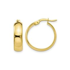 Shimmering 14 karat yellow gold is crafted into striking polished hoop earrings, each earring has snap-bar and the pair weighs 1.70 grams. 10K Yellow Gold Polished Hinged Hoop Earrings Size: one size.  Gender: female.  Age Group: adult. Gold Polish, Hinges, Gender Female, Age Group, Hoop Earrings, Yellow Gold, Bar, Yellow, Gold