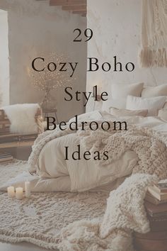 Transform your space into a cozy boho retreat with these 29 stunning bedroom ideas! From earthy tones and macramé accents to layered textures and warm lighting, these designs will inspire the perfect boho-chic vibe. Save this for your next home makeover! Linen Boho Bedroom, Boho Ideas Bedroom, Boho Anthropologie Bedroom, King Size Bedding Ideas Boho, Boho Room Design Bedrooms, Boho Bedroom Comforter Sets, Cream Bedroom Ideas Boho, Nature Boho Aesthetic, Boho Bedroom With Fireplace