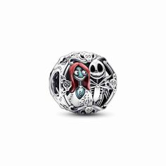 disney the little mermaid charm bead with red hair and blue eyes, on a white background