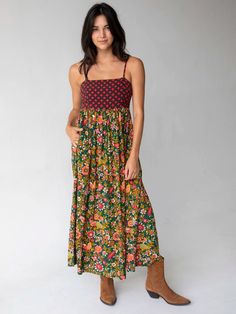 Bailey Maxi Dress - Multi Floral Border-view 1 Floral Border, Maxi Dress, Floral