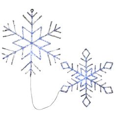 two snowflakes are shown with one being lit up and the other is turned on