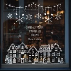 Create your own at home Christmas Window Artwork - Christmas Village. Get crafty and grab your window pens or chalk pens and follow my window painting guide to create your own Christmas Window Art - Merry Christmas Wreath Your download includes templates for printing on A4 and US letter paper and also reverse text so you can create your window art inside or outside. Your instant digital download image will be available for you to use within minutes of your purchase and a link will be sent to your email address that you have registered with Etsy.  WHAT * IS * INCLUDED * DIY Printable Christmas Village, Swag and Snowflake templates - 95cm x 35cm (37.4 Inch x 13.7 Inch) * Instructions and Tips PERSONAL * AND * COMMERCIAL * USE But you may not : * Sell or redistribute any product "as is or in Christmas Village Window Painting, Christmas Window Chalk Pen, Christmas Window Painting Template, Chalk Window Christmas, Chalk Pen Window Art Christmas, Christmas Window Chalk, Christmas Village Art, Christmas Window Art, Christmas Chalk