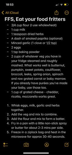 an iphone screen with the text feed your food fitters on it and instructions for how to use them